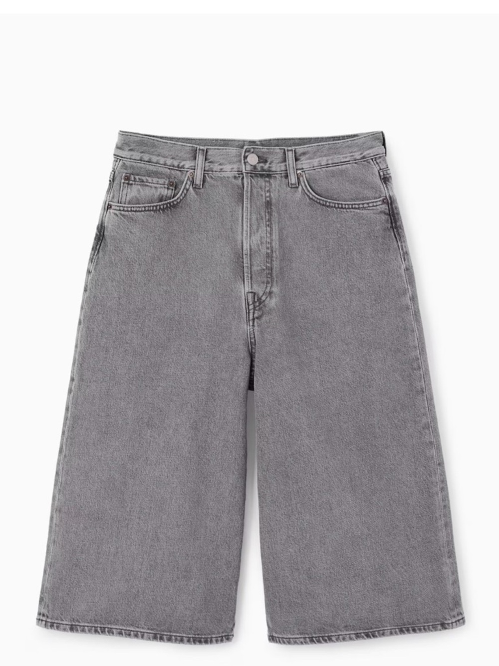 COS Gray Denim High-Rise Wide Leg Knee Length Shorts Size 24